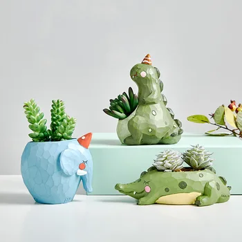 

Cute Animals Flower Pots for Succulents Plants Dinosaur Elephant Planters Desktop Ornaments Home Garden Decoration Gifts