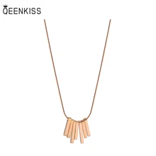 

QEENKISS NC7173 Fine Jewelry Wholesale Fashion Trendy Woman Girl Birthday Wedding Gift Small Square 18KT Gold Pendant Necklace