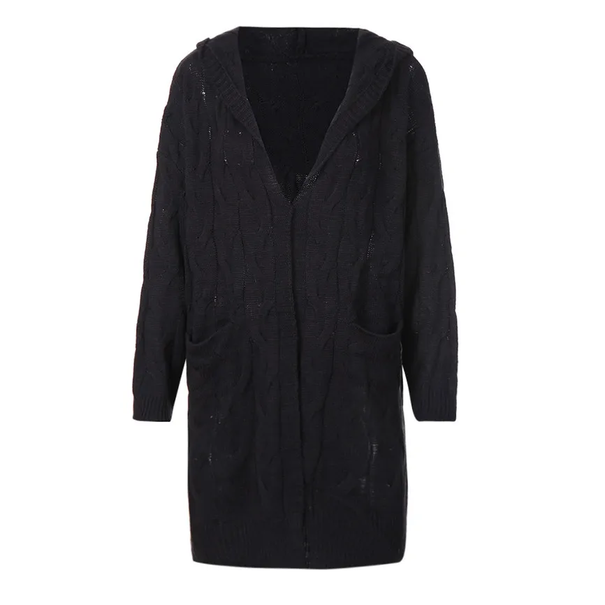 Теплые широкие женские куртки женские весна осень длинный рукав негабаритный Свободный вязаный свитер кардиган внешняя одежда кофта ветровка - Цвет: Black