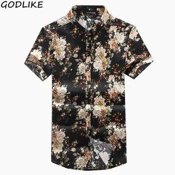 

2020 Summer Mens Linen Short Sleeve Casual shirt Male breathable Pattern shirt linen camisa masculina Mens Flower Shirts