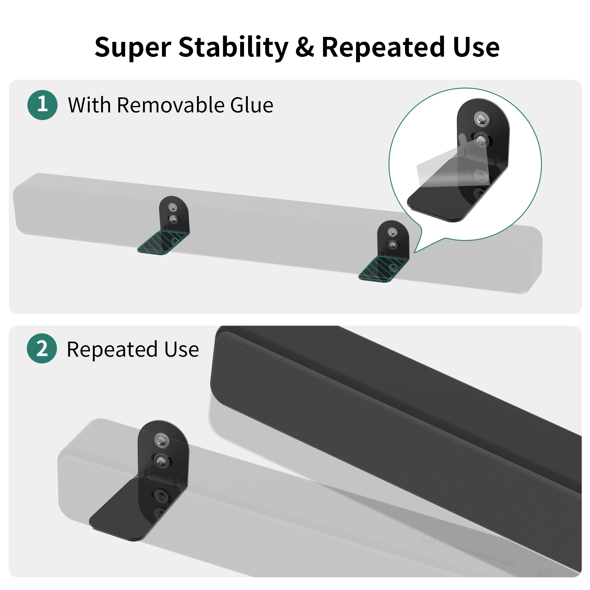 HomeMount Universal Sound Bar Wall Mount Bracket for Samsung/LG