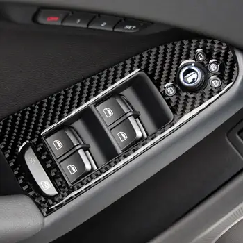 

For Audi A4 2009-2016 A5 2008-2017 Q5 2009-2017 Carbon Fiber Interior Car Door and Window Control Panel 3D Sticker Accessories