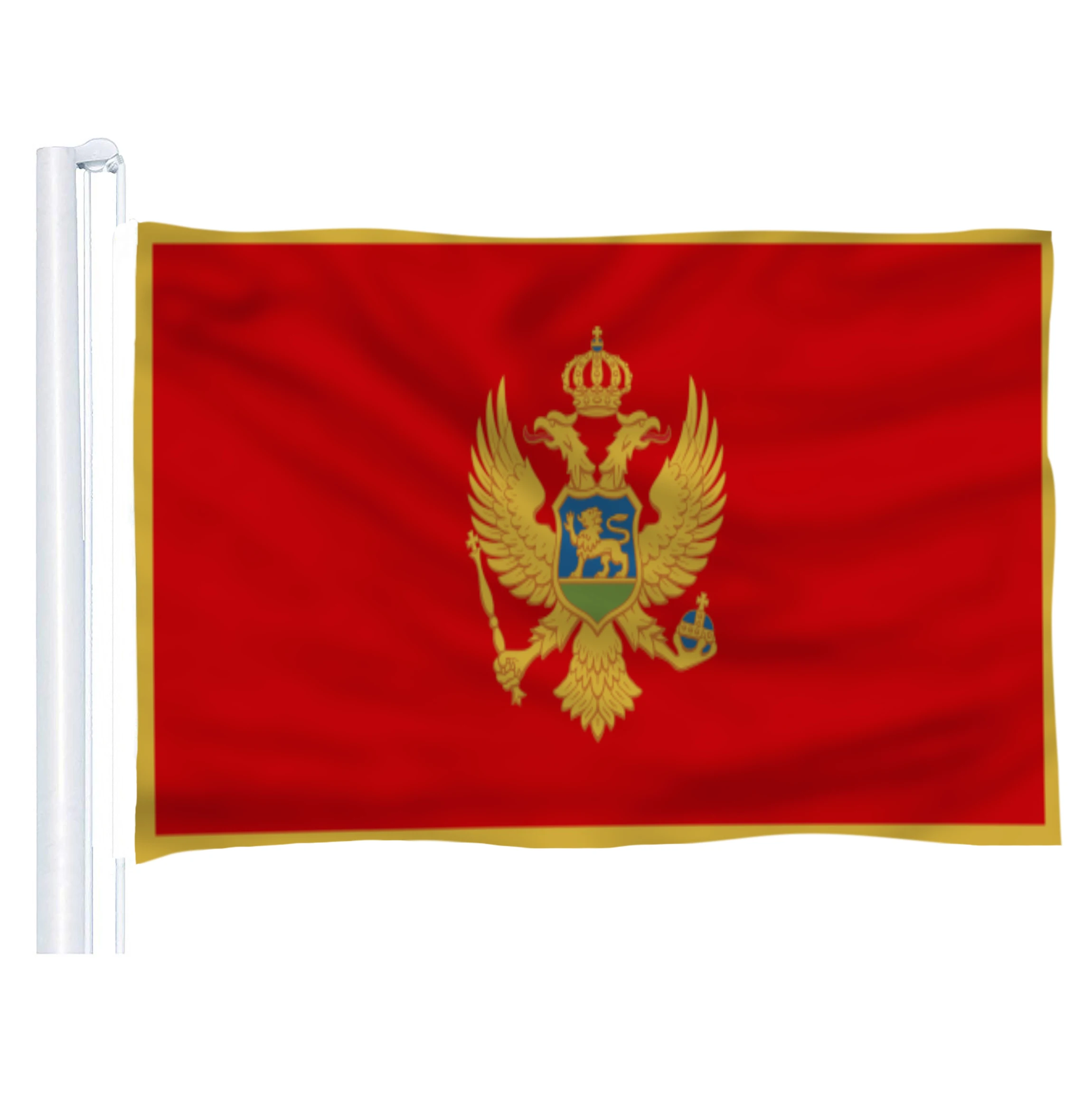 

The Montenegro (ME) Flag Polyester Flag 5*3 FT 150*90 CM All color Logos
