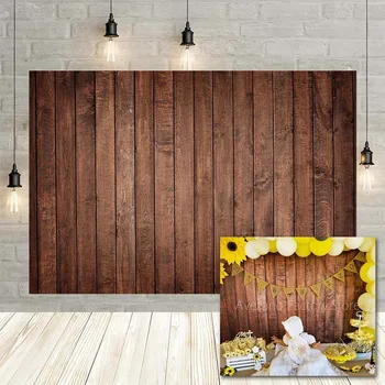 

Avezano Wooden Floor Photography Background Brown Wood Texture Baby Birthday Portrait Cloth Cake Photo Backdrop Studio Photocall