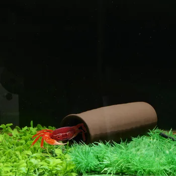 

Saim Fish Tank Decoration Brown Medium Striped Ceramic Pot Shrimp Spawning Cave Shelter High Ventilation Aquarium Accessories