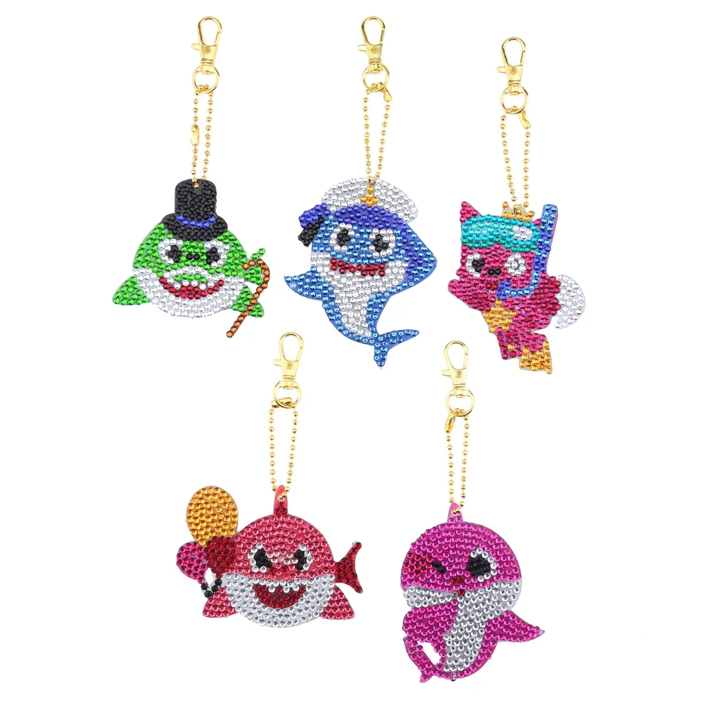 5pcs 5D diamond painting animal character DIY keychain diamond bag pendant jewelry mosaic decoration pattern handmade gift woman 