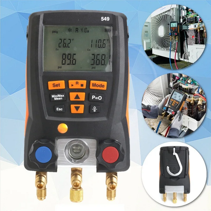 

Original Testo 549 Refrigeration Pressure Gauge Systems HVAC Temperature Tester Vacuum Pressure Tester Kit LCD Digital Manometer