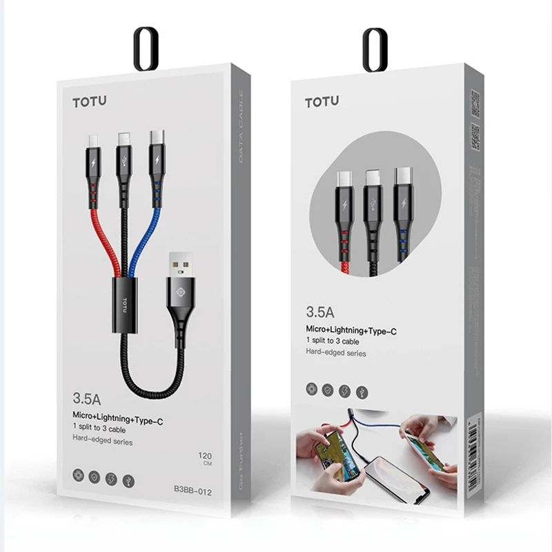 TOTU 3 в 1 USB кабель для мобильного телефона Micro usb type C кабель для зарядки iPhone кабель для зарядки Micro USB шнур для зарядного устройства