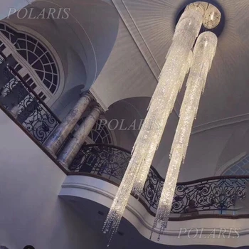 

ZISIZ Modern LED Lead Crystal Chandelier Lighting Luxury Hotel Staircase Large Cristal Hanging Lights Living Room Lighting