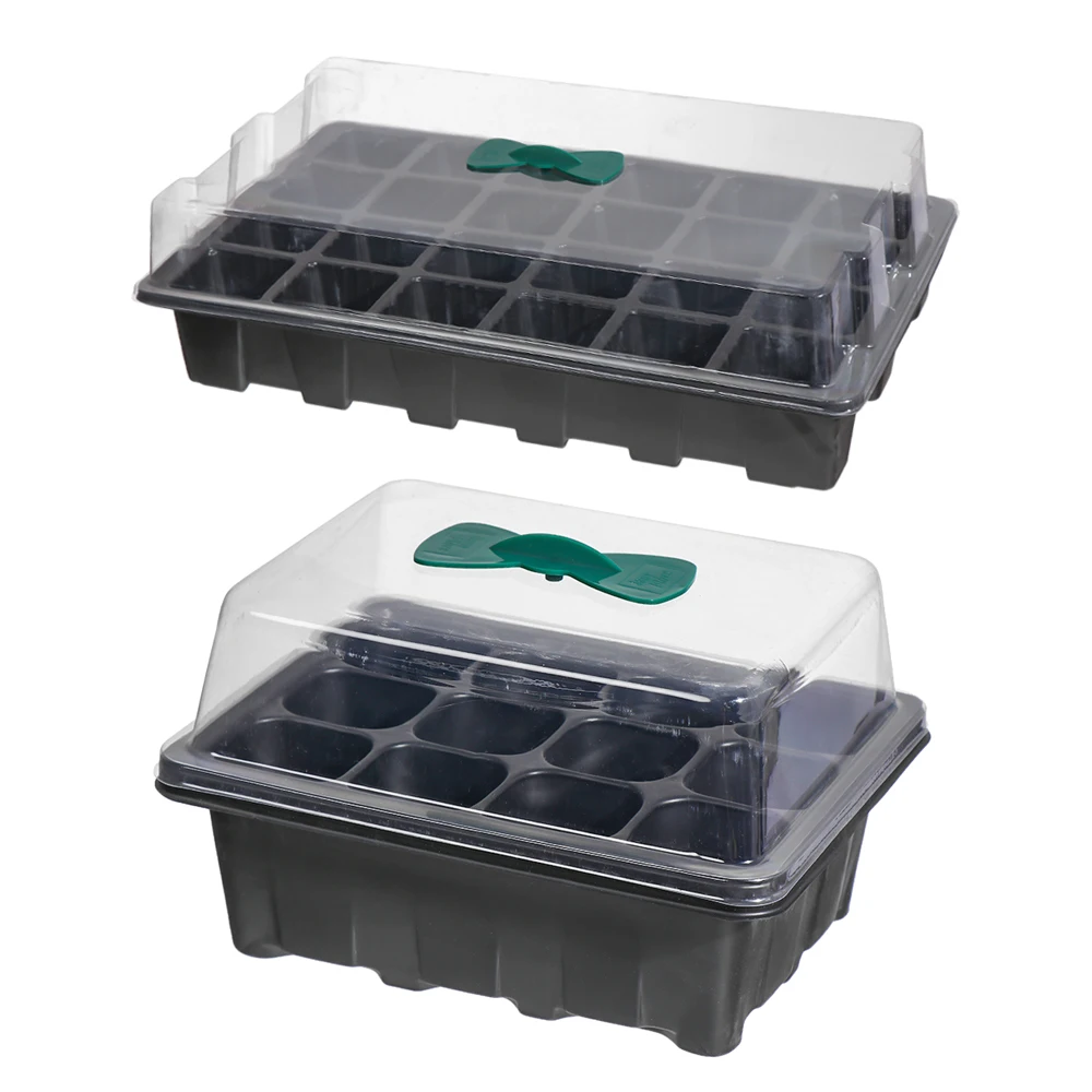 6/12/24 Holes Plastic Germination Box Flower Nursery Pots Planting Seed Tray With Clear Cover Grow Seedling Starter Garden |