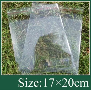

500x clear Self Adhesive Seal Plastic Bag 17*20cm opp bag /poly bag free shipping