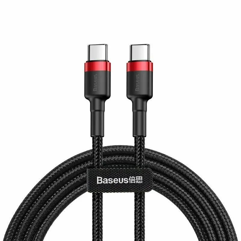 Baseus usb type-C кабель для USB C кабель для samsung S10 Xiaomi телефон с помощью USBC PD Быстрая зарядка зарядное устройство Шнур USB-C type-C кабель - Цвет: Черный