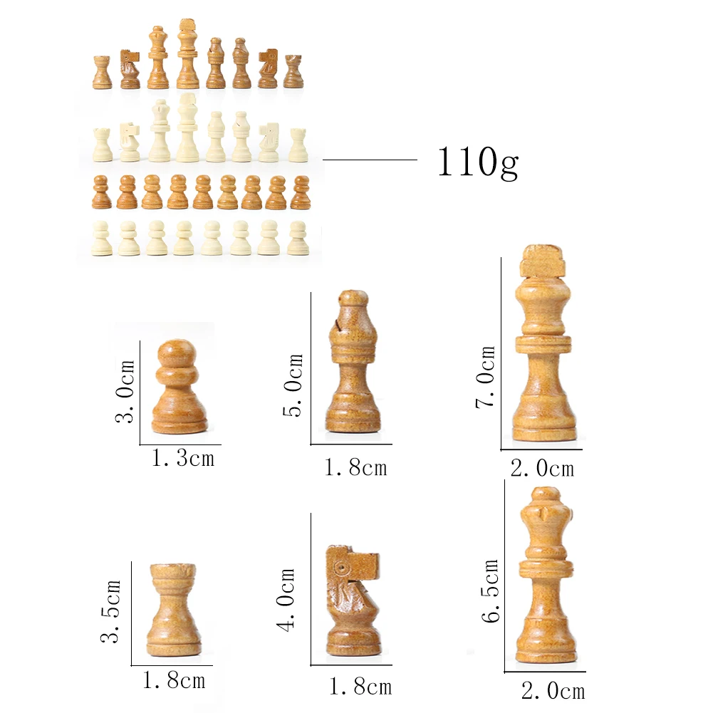 32PCS Wooden International Chess Pieces Set King Height 70mm Chess Game Chessmen For Competition Puzzle Toy Children Gifts