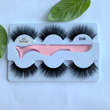 

3 Pairs Mink Lashes with Tweezers 3d Real Mink Lashes Volume Natural Long Eyelashes Handmade Eye Lash for Lady