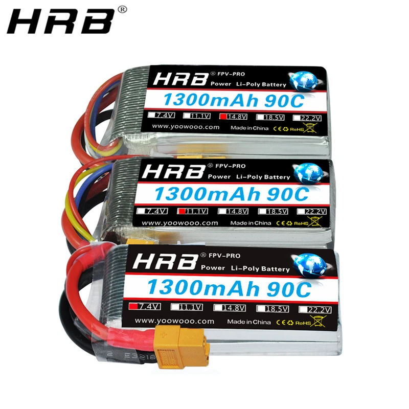 HRB 1300mah Lipo Battery 3.7V 7.4V 11.1V 14.8V 18.5V 22.2V XT60 Deans T 2S 3S 4S 5S 6S RC Parts For MJX FPV Drone Airplanes 90C