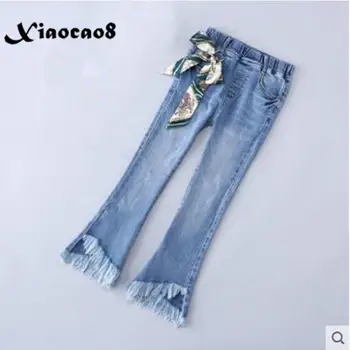 

Big Girls Jeans Fashion Tassel Pockets Flare Pants Children's Jeans 2020 Spring Summer Toddler Casual Trousers Girls Denim Pants