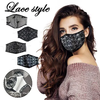 

Fashion Lace Double Cotton Mask Reusable And Washable Mouth Mask Pm2.5 Outdoor Dustproof Sunscreen Mask Mascarillas Маска #E