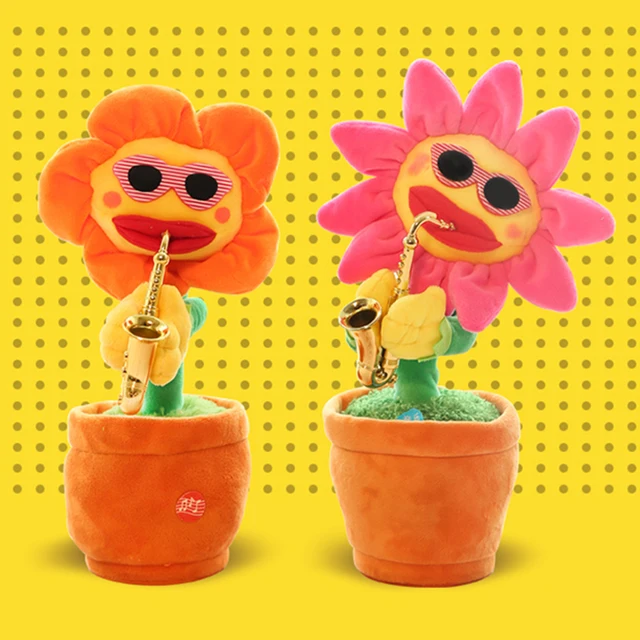 Simulation Sunflower Saxophone Plush Toy Enchanting Sunflower Musical Toys Funny Dancing Flower Connecting With  Toy 2