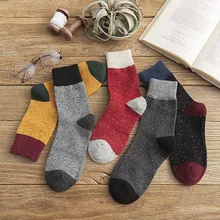 Теплые женские носки в стиле пэчворк из толстого хлопка; забавные носки-лодочки; милые носки в Корейском стиле; удобные модные повседневные зимние носки; Skarpetki