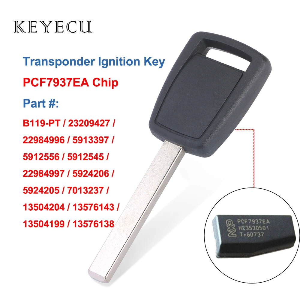 Keyecu транспондер зажигания Брелок с PCF7937EA чип для Chevrolet Malibu Cruze для Buick Allure Verano для GMC Yukon B119-PT