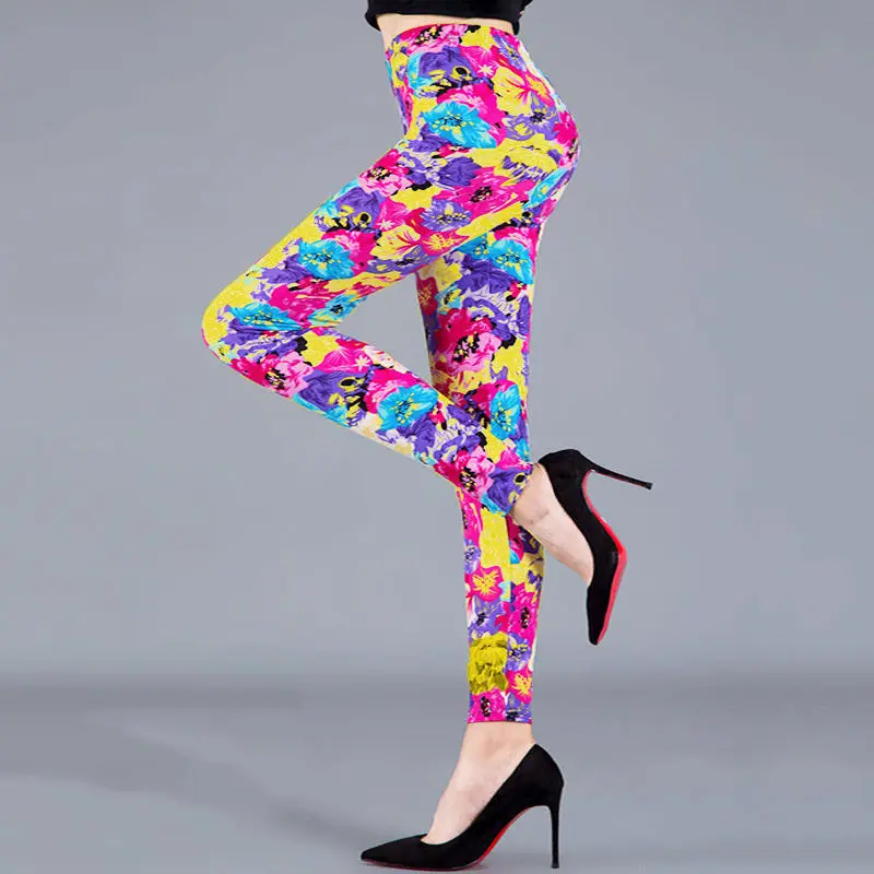 Sexy Women Legging Leaf Printing Fitness Leggins Fashion Slim Legins High Waist Leggings Woman Clothing Colorful Leggings Women