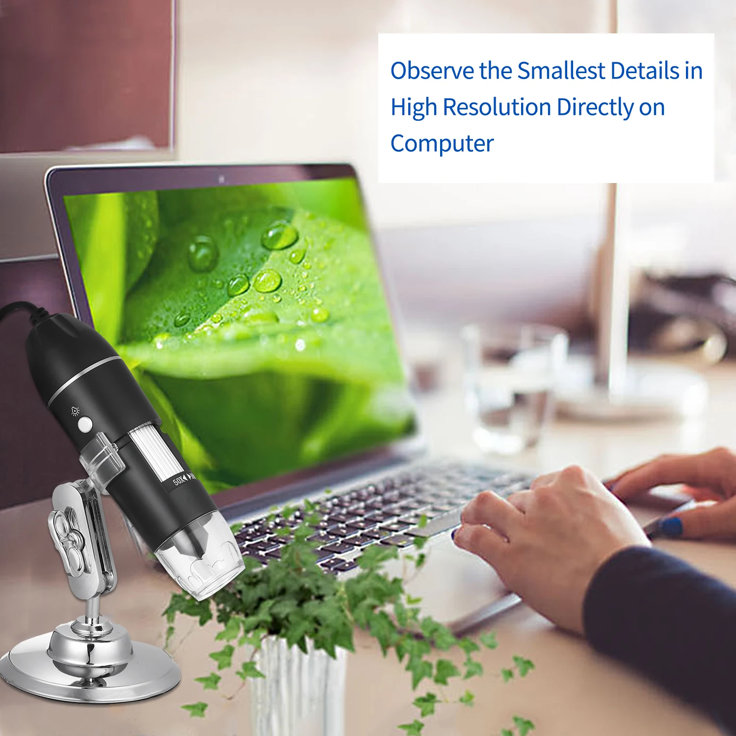 USB цифровой зум микроскоп Лупа с OTG Функция 8-светодиодный светильник