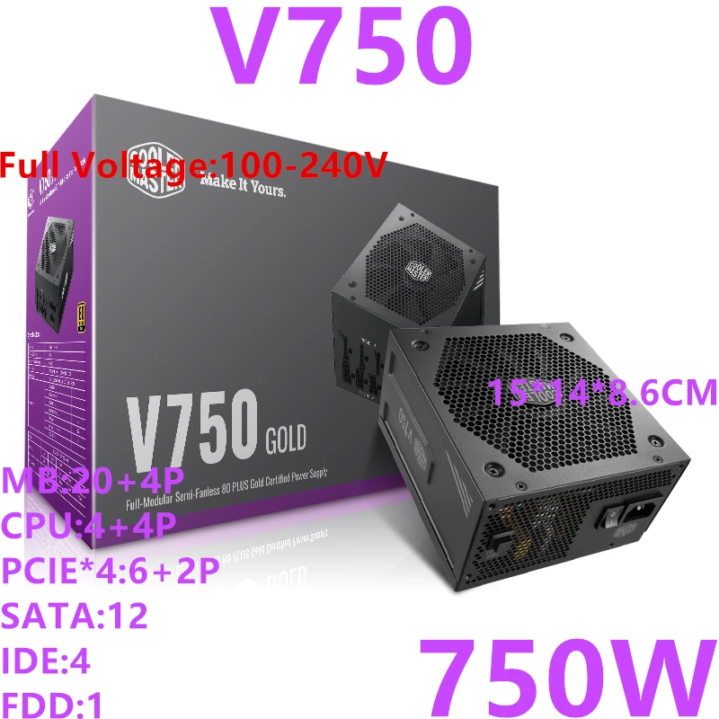 ^Cheap New PSU For Cooler Master Brand ATX 80plus Gold Full Module Game Mute Power Supply 750W Power Supply V750