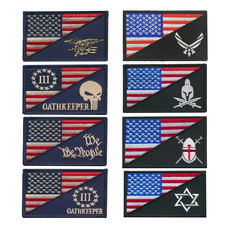 

The US American National Flag Embroidery Patch Embroidered Patches Military Tactical Armband Fabric Sticker Sewing Applique