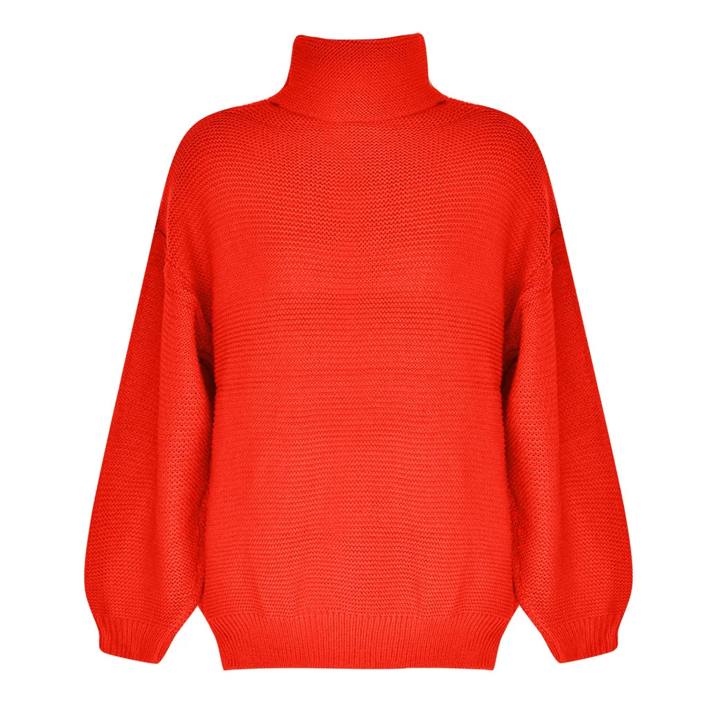 JAYCOSIN Women Oversize Basic Knitted Sweater Female Solid Turtleneck Collar Pullovers Warm Fashion OL Commuting Pure Color