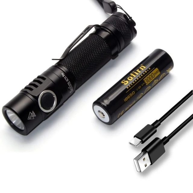 Мощный светодиодный фонарик Sofirn SC31 Pro 6500K перезаряжаемый от USB 18650 лм тактический