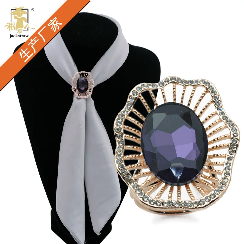 

Mexican Accessories Fashion Purple Ellipse Zhensanhuan Large Glass Not Snagging Gemstone Scarf Buckle