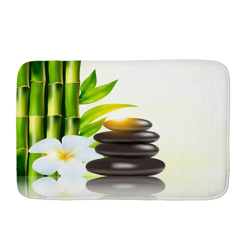 Bamboo SPA Bath Salts printed Flannel Floor Mat Anti-Slip Tapete Floor Mats Kitchen Doormat welcome mats for front door