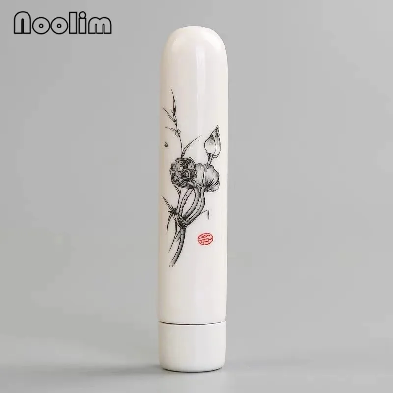 Ceramic Jingdezhen Hand-painted Lotus Tea Box Travel Mini Tea Cans Portable Sealed Storage Jar Small Exquisite Tea Caddy - Цвет: A