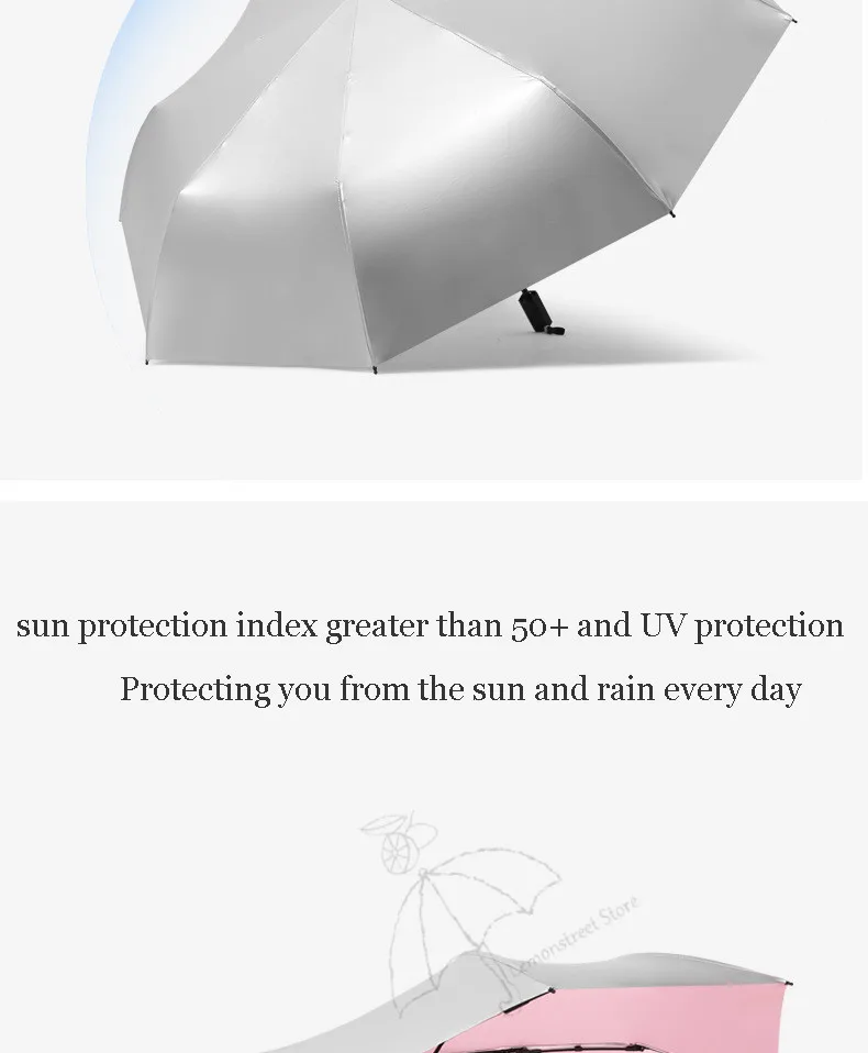 Титановое серебряное покрытие защита от ультрафиолета, от солнца зонтик дождь Женский анти складной зонтик, УФ Защита для мужчин зонтик Женский Принцесса зонтик