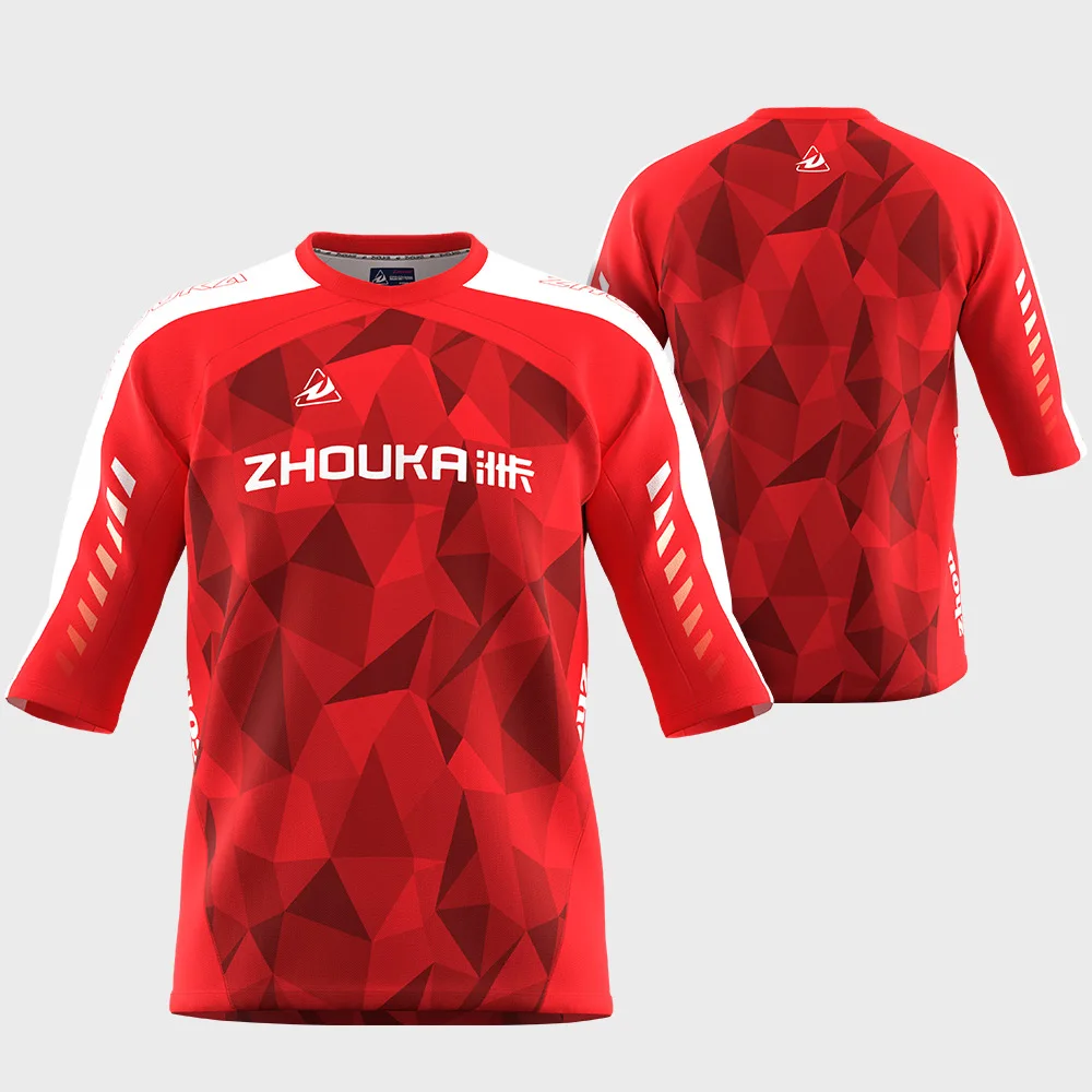 

Zhouka Men's Mid-Sleeve BMX Cycling Jersey Factory Price Breathable Bicycle Tops