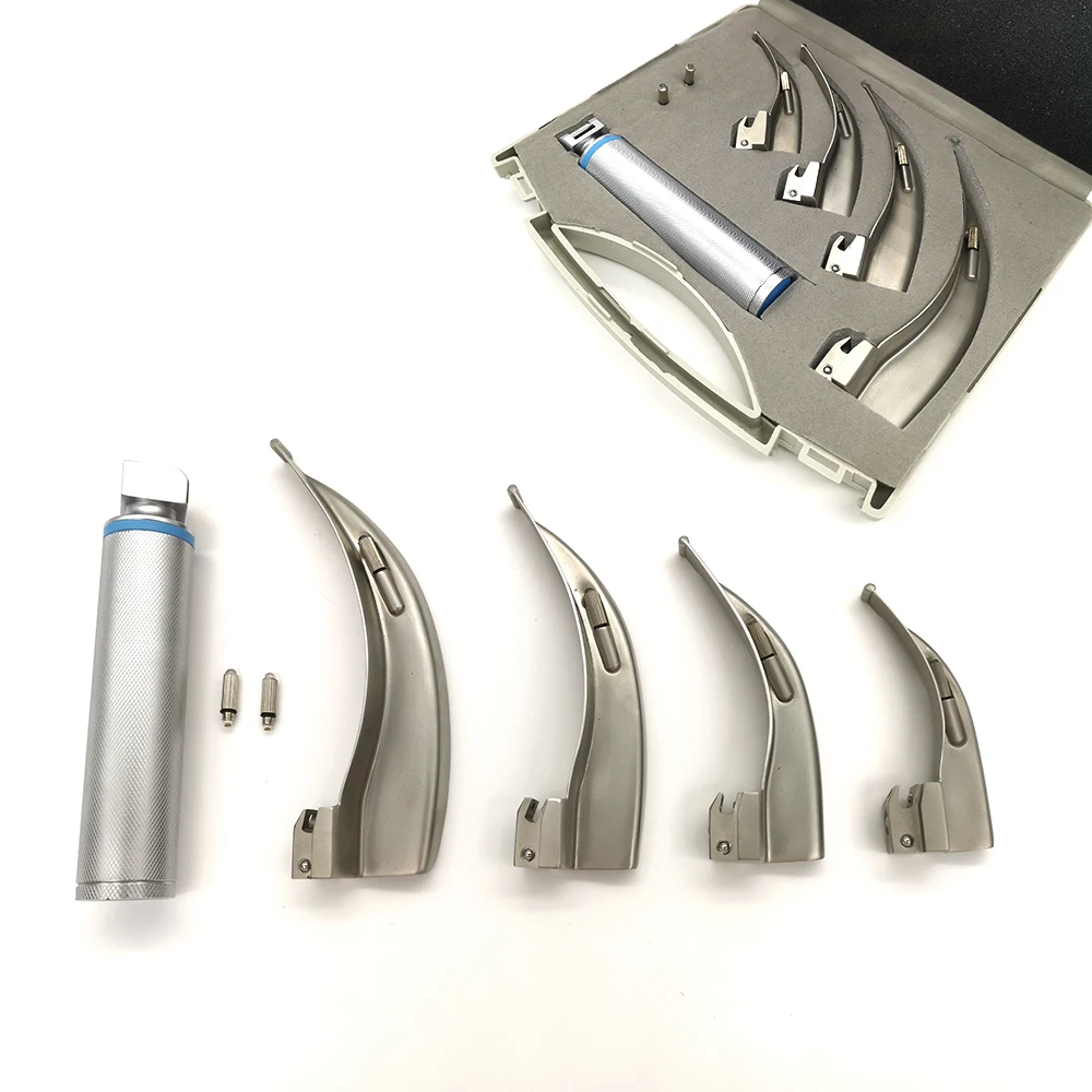 

Factory Direct Stainless Steel Laryngoscopes 4 blades Led Optic Illumination surgical instruments