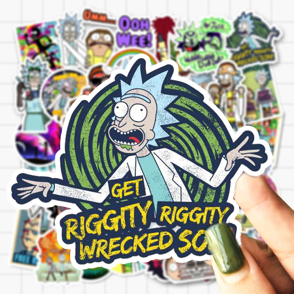 VANMAXX 50/85 Pieces Cartoon Rick and Morty Stickers Waterproof Vinyl Decal for Laptop Helmet Bicycle Luggage Toy Car Stickers