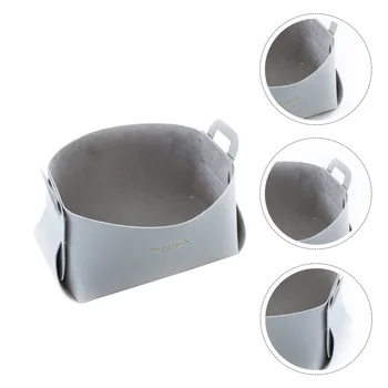 

Leather Desktop Stoarge Box Portable Snack Organizer Assembled Storage Basket for Home (Small, Grey)