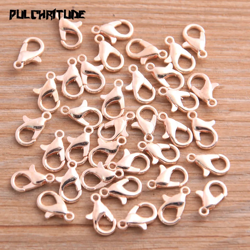50pcs 8*12mm 9 Color Lobster Clasp Hooks For DIY Necklace Bracelet Chain  Fashion Jewelry Making Findings