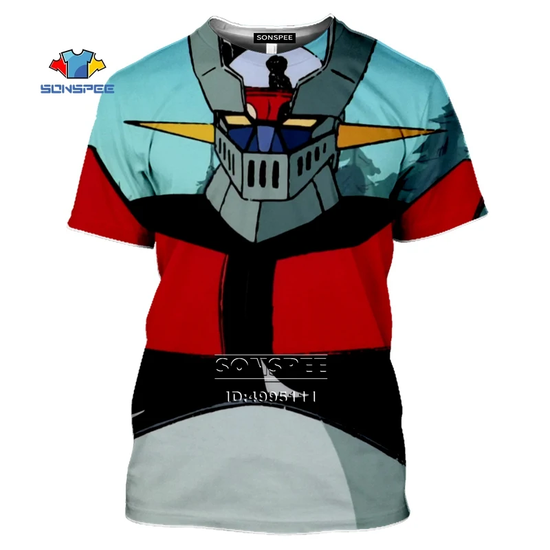 Футболка Mazinger Z Мужская/женская с 3D принтом Повседневная рубашка круглым вырезом