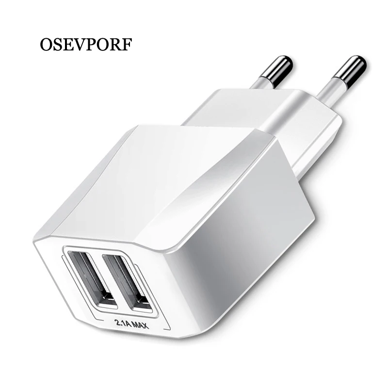 Сетевое зарядное устройство с двумя USB портами для iPhone 11 Pro Max X SE Samsung S20 Huawei Xiaomi