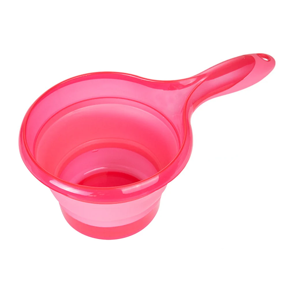 Практичный легкий многофункциональный водный ковш, прозрачная утолщенная ручка для дома, кухни, ванной, Складной Подвесной тип, твердый безопасный - Цвет: Розовый