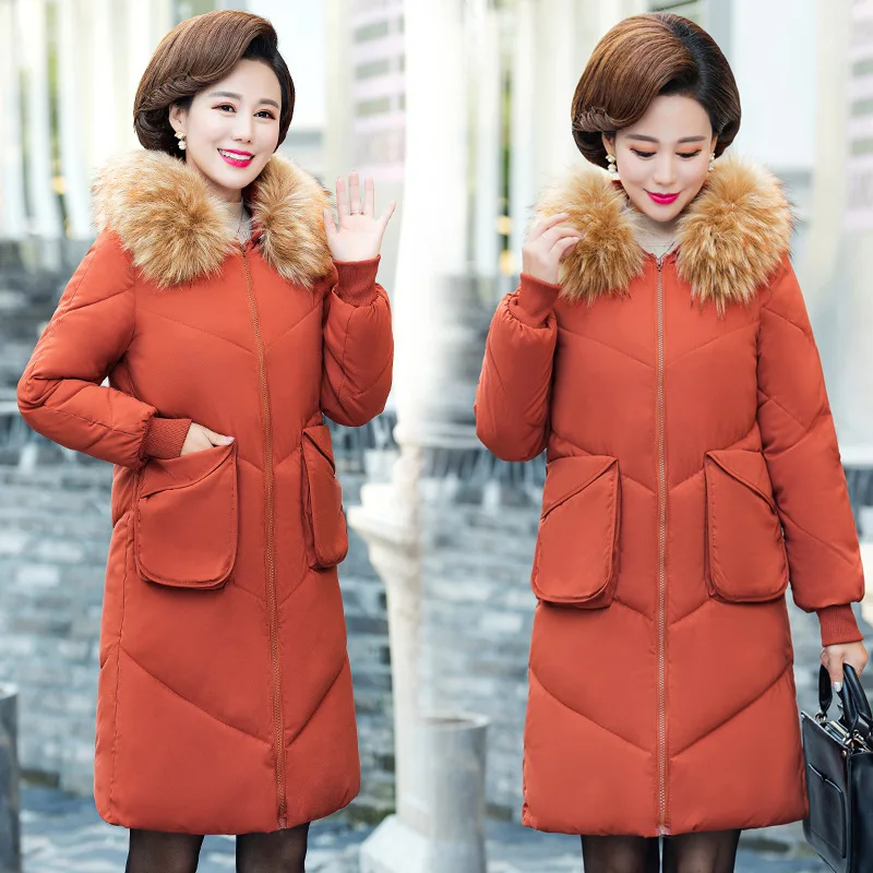 

Winter New Products Middle-aged down Jacket Cotton-padded Clothes Extra-large Slim Fit Mid-length Cotton-padded Clothes Women's