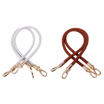 

2 Pair of Bag Accessories Ladies Adjustable Wallet Tote Bag Handle Bag Handle 60cm-Silver/Brown, As Described