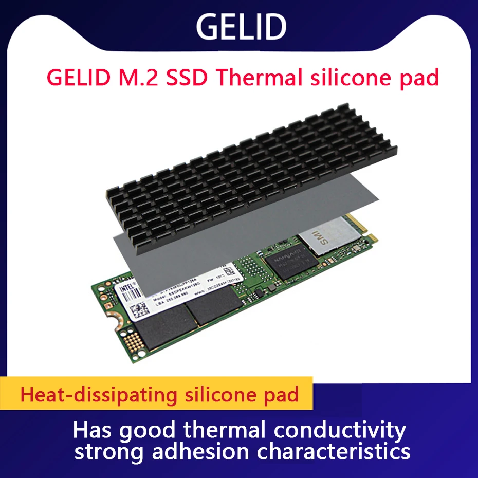 

GELID M.2 SSD Solid state hard drive heat sink High quality cooling kit for M.2 Type 2280 SSD 12W/MK with Thermal silicone pad