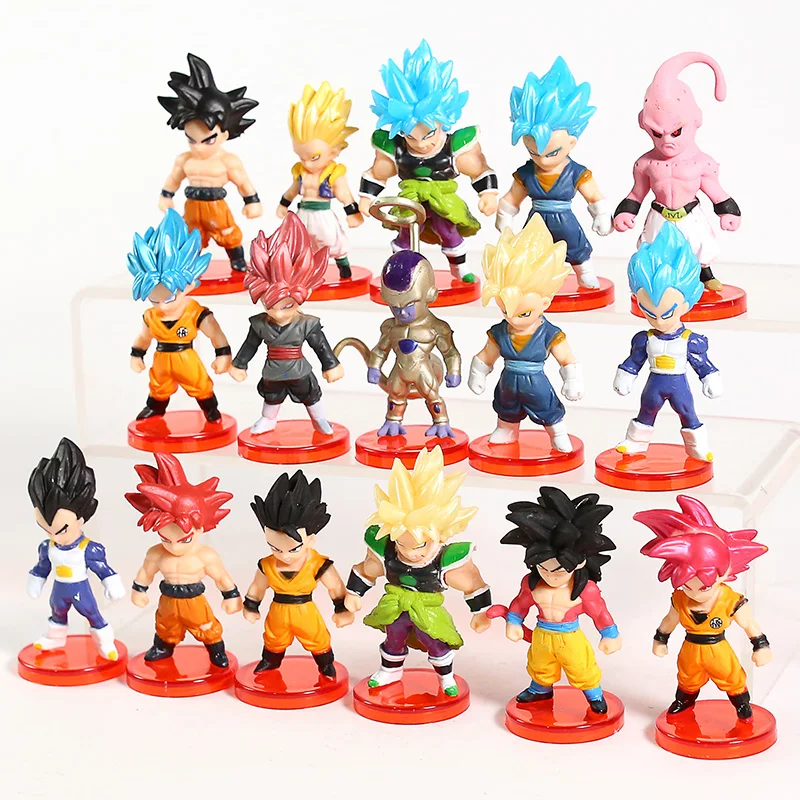 16pcs/lot Dragon Ball Super Saiyan God Action Figure Son Goku Gohan Vegeta Vegetto Frieza Zamasu Ultra Instinct Model Toys Gift