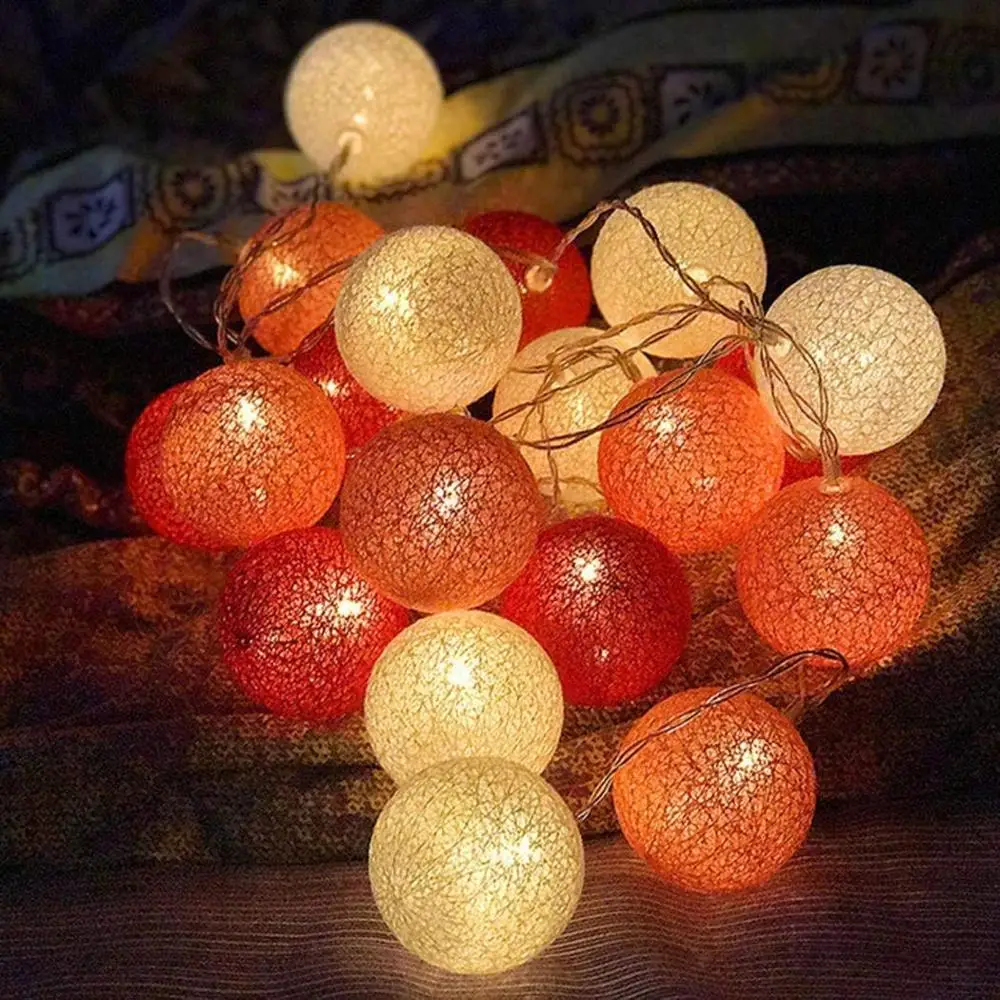 Гирлянда из хлопковых шаров, струнный светильник s, светильник из хлопкового шара, цепочка Guirlande Lumineuse, Рождественский светильник s, вечерние украшения для помещений, Прямая поставка - Испускаемый цвет: type 5