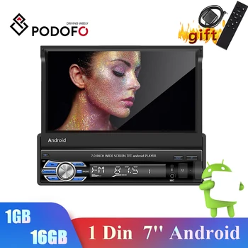 

Podofo 1DIN Android Car Radio Autoradio 7'' Touch Screen 1din Car Multimedia Player GPS Navigation Wifi Auto MP5 Bluetooth Radio