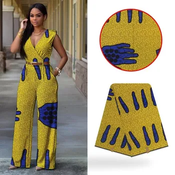 

African Wax Fabric For 100% Ankara African Print Cotton Fabric, Ghana African Green Color, 100% Gold Wax