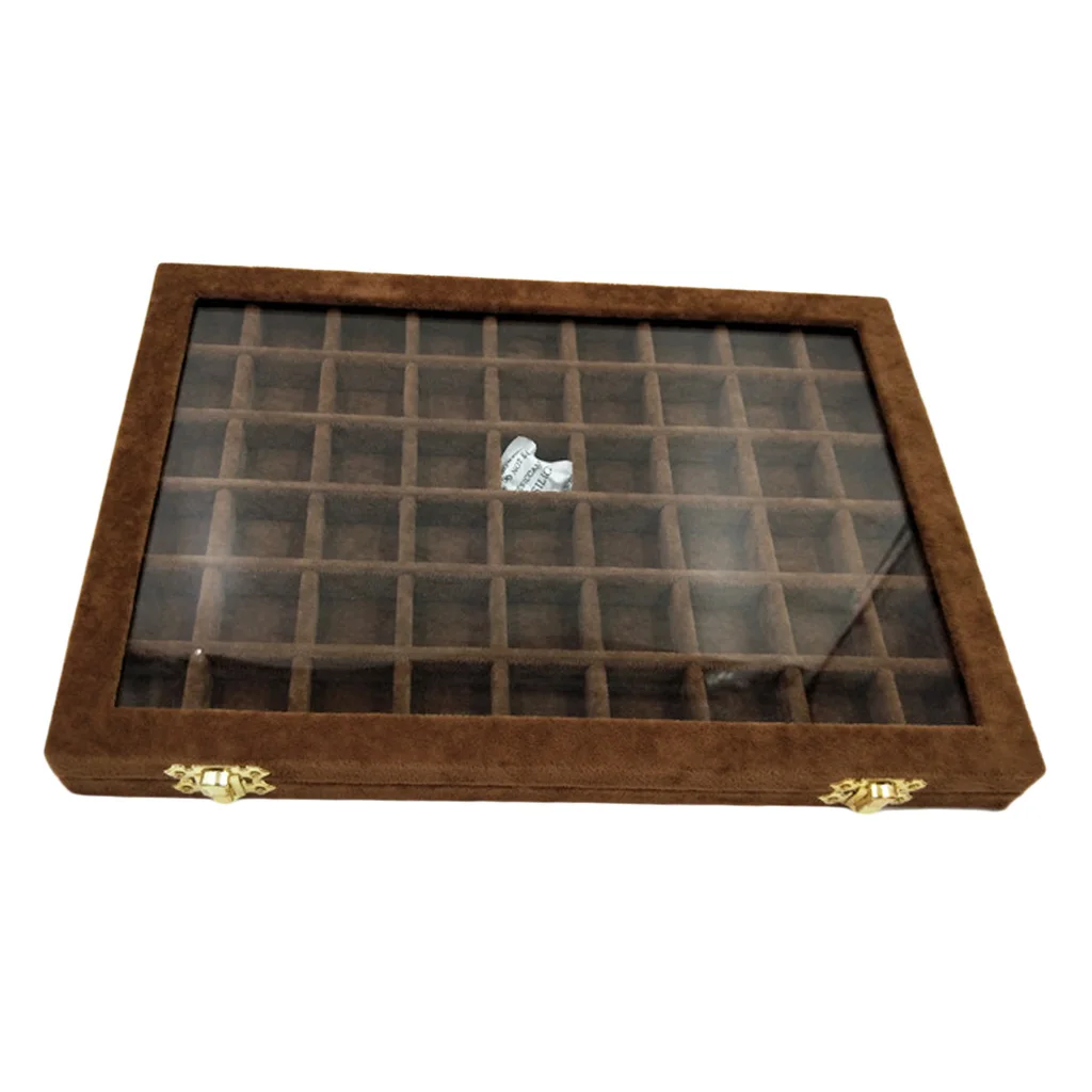 Wood Jewelry Display Tray Diamond Beads Storage w/ Glass Lids Organizer Showcase Wood Jewelry Display Tray Diamond Beads Storage w/ Glass Lids Organizer Showcase